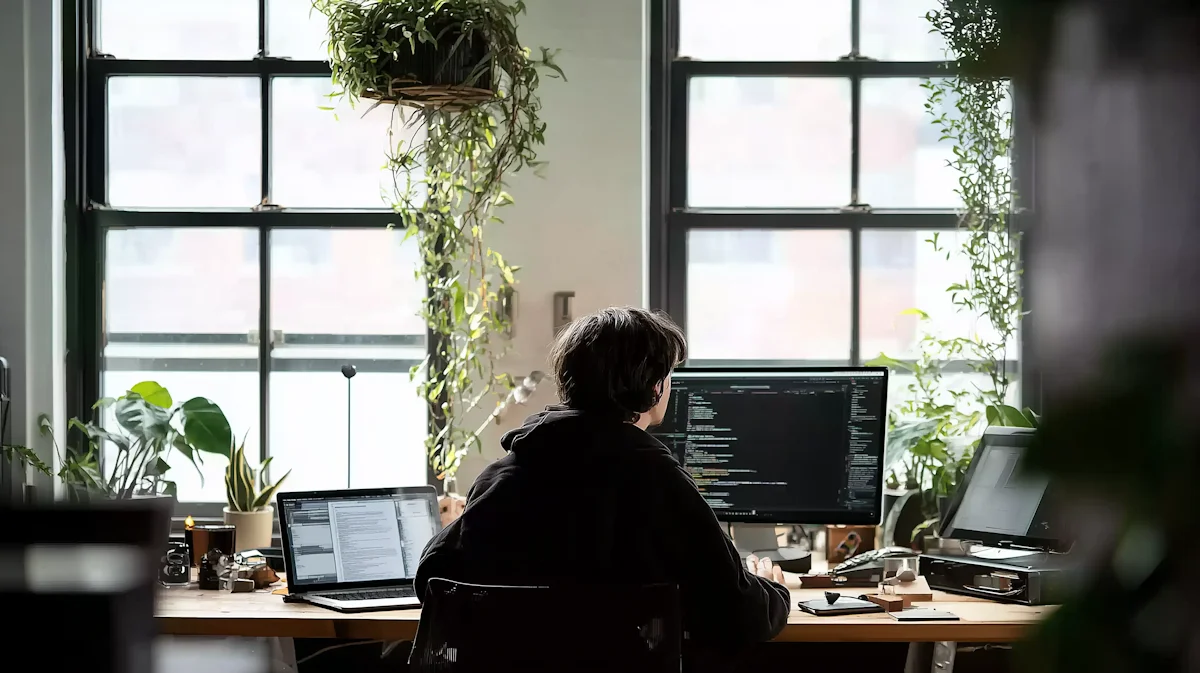 A modern workspace with a laptop